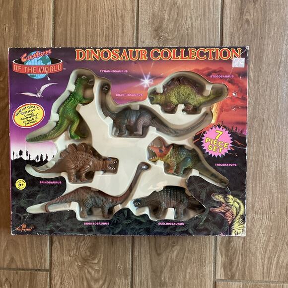 Vintage Toy Dinosaurs Collection Plastic Set of 7 Creature Of The World - Picture 1 of 8
